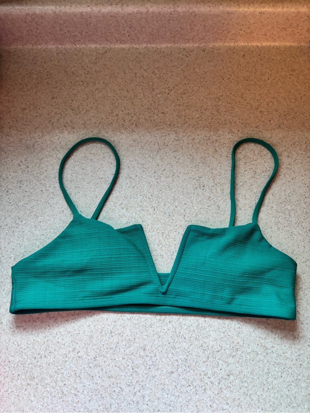 Green V‑Notch Bikini Top - Women's Swim